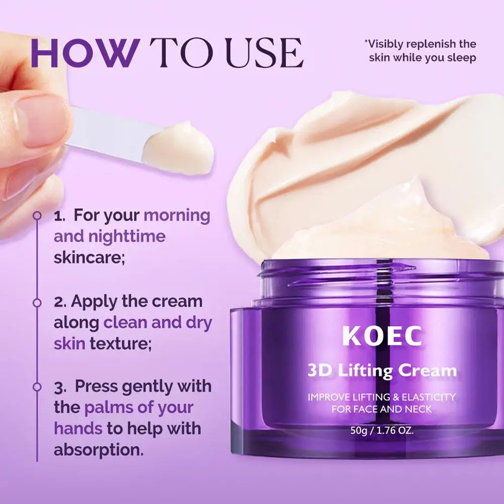 3D Lifting Firming Skincare Trio: Mist/Cream/Serum, Deep Hydration Antiaging Enhance Skin Elasticity Shrink Pores Smoothing Skin