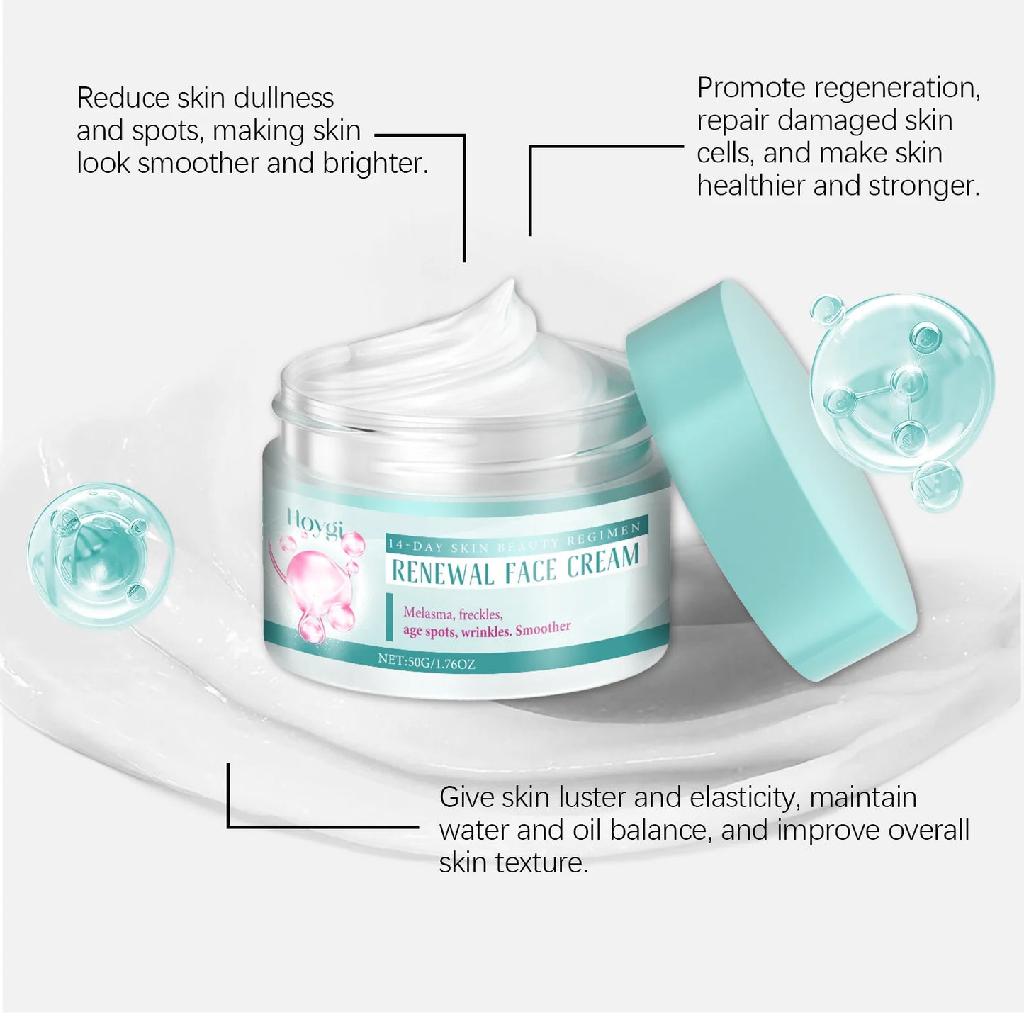 Moisturizing Face Cream Facial Skin State Moisturizing, Elastic, Tender, Moisturizing, Applying, Massage and Nursing Face Cream
