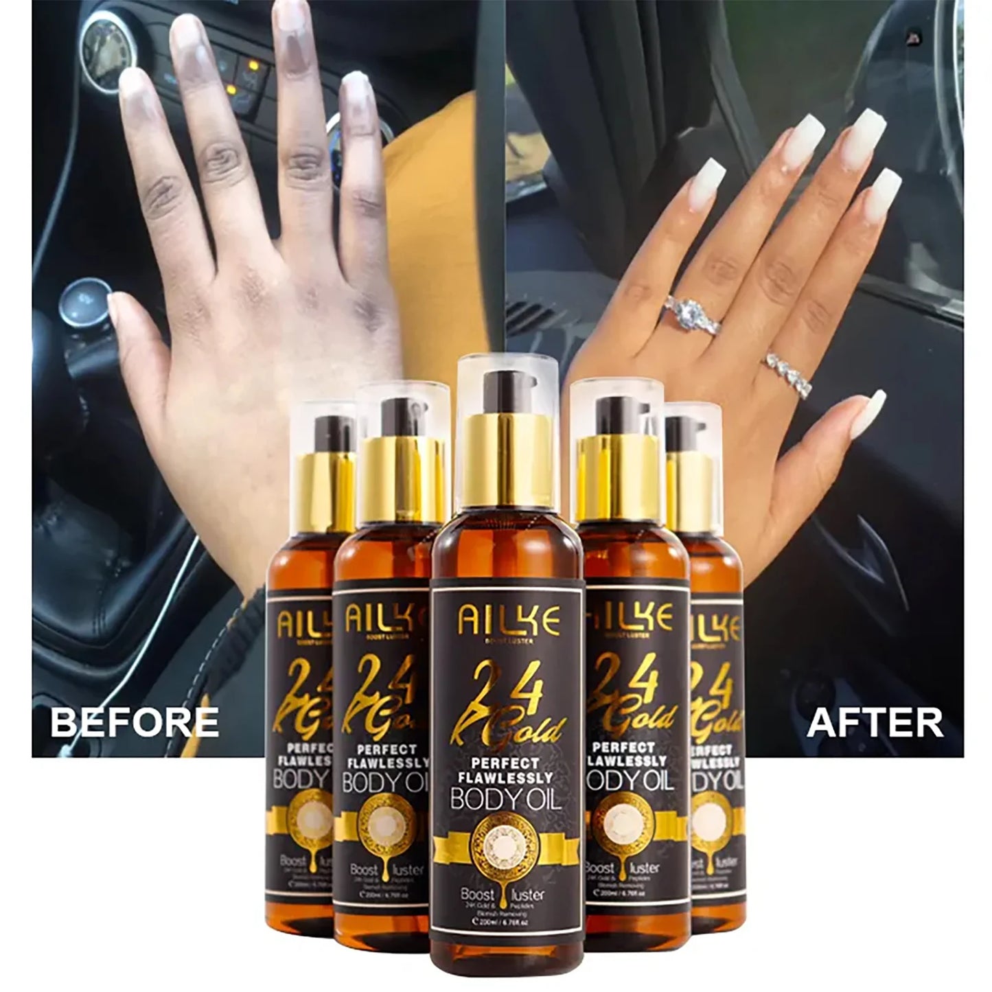 AILKE 24K Gold Collagen Whitening Skin Care Set for All Skin Types, Remove Dark Spot, Wrinkles, Fine lines, Even Skin Tone
