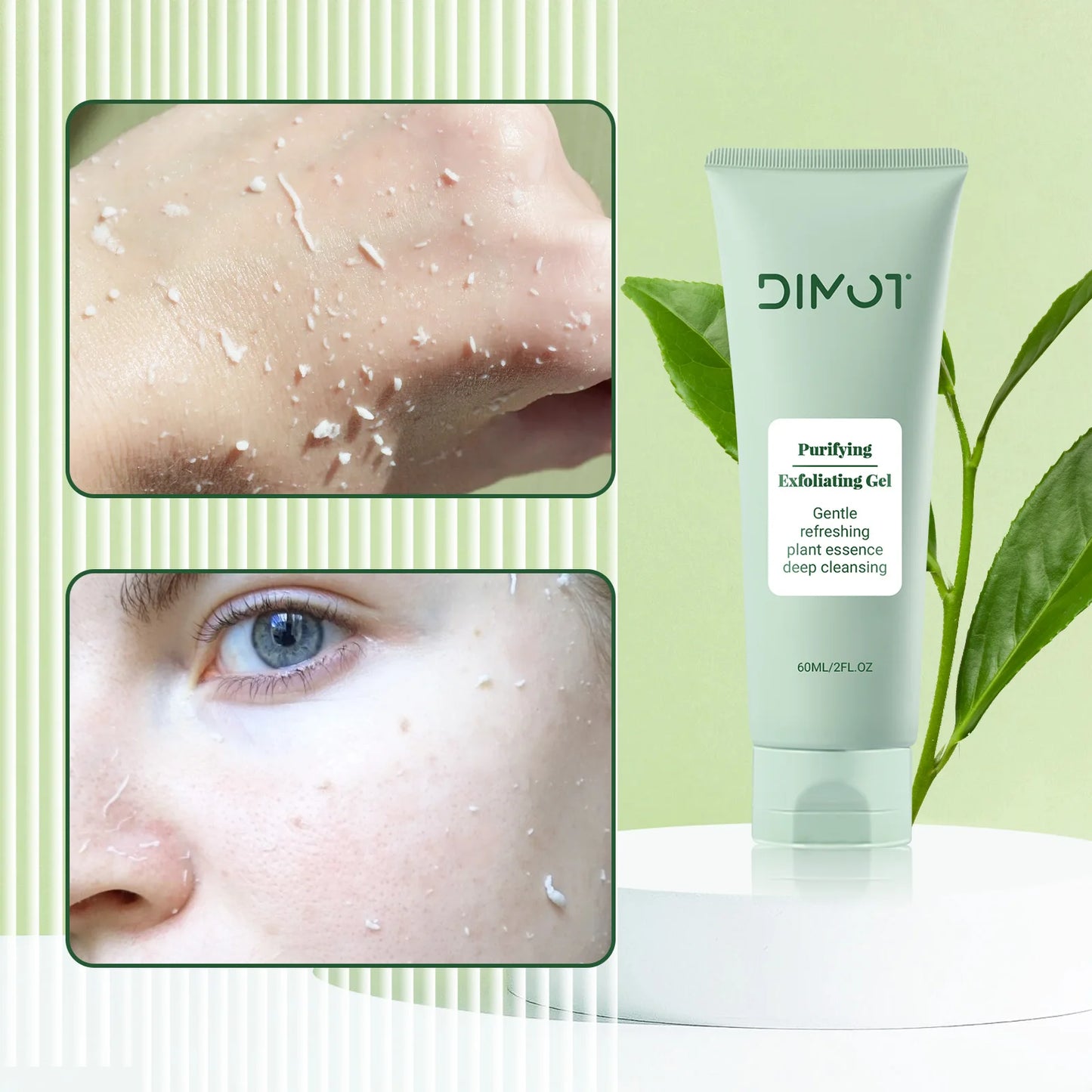 60ml Face Purifying Exfoliating Gel Moisturizing without Drying Out Pore Refining Facial Scrub Plant Extract forGently Cleansing