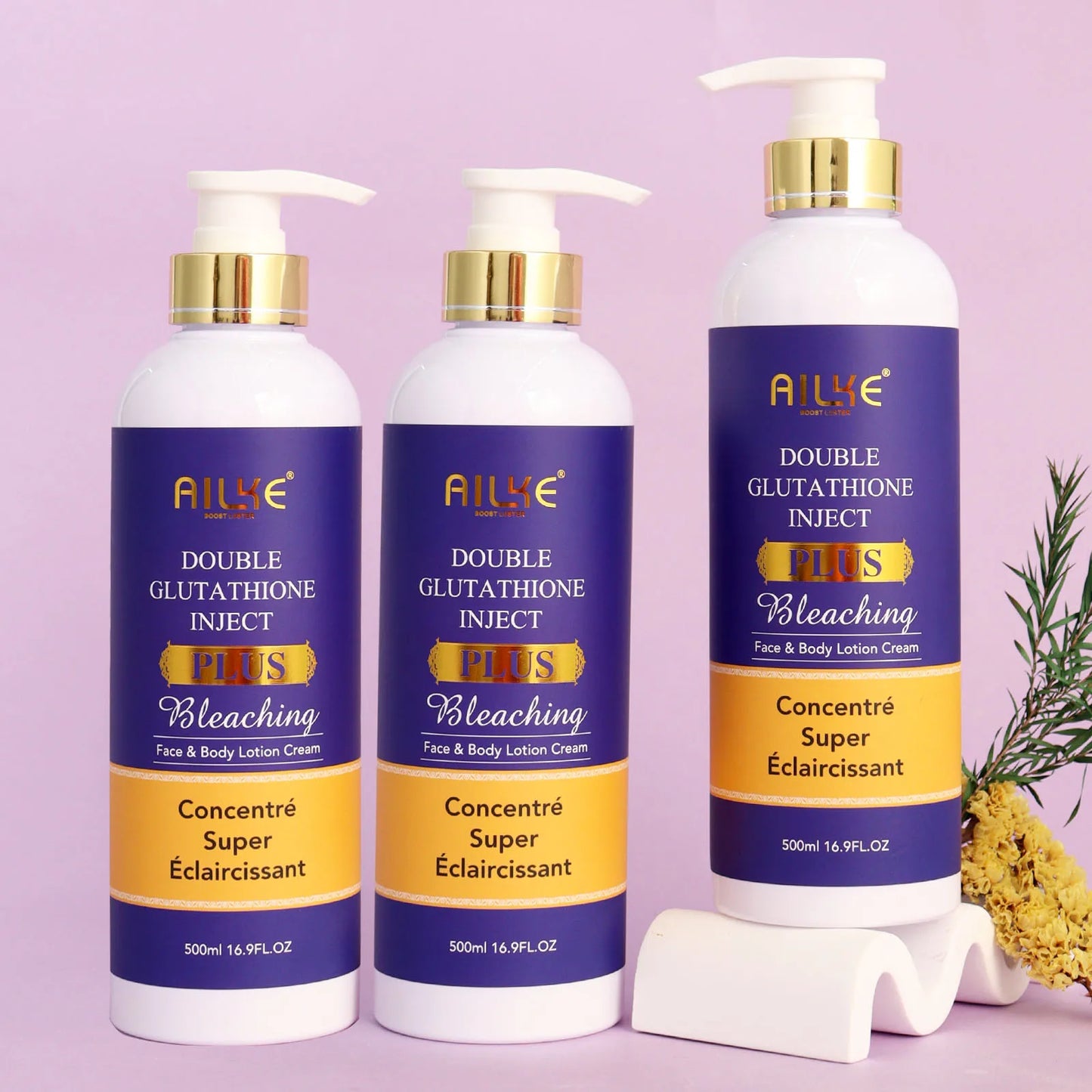 AILKE Glutathione PLUS Whitening Skin Care Set, Advanced Lightening Lotion, Moisturizes, Softens, Brighten Kit for Men, Women