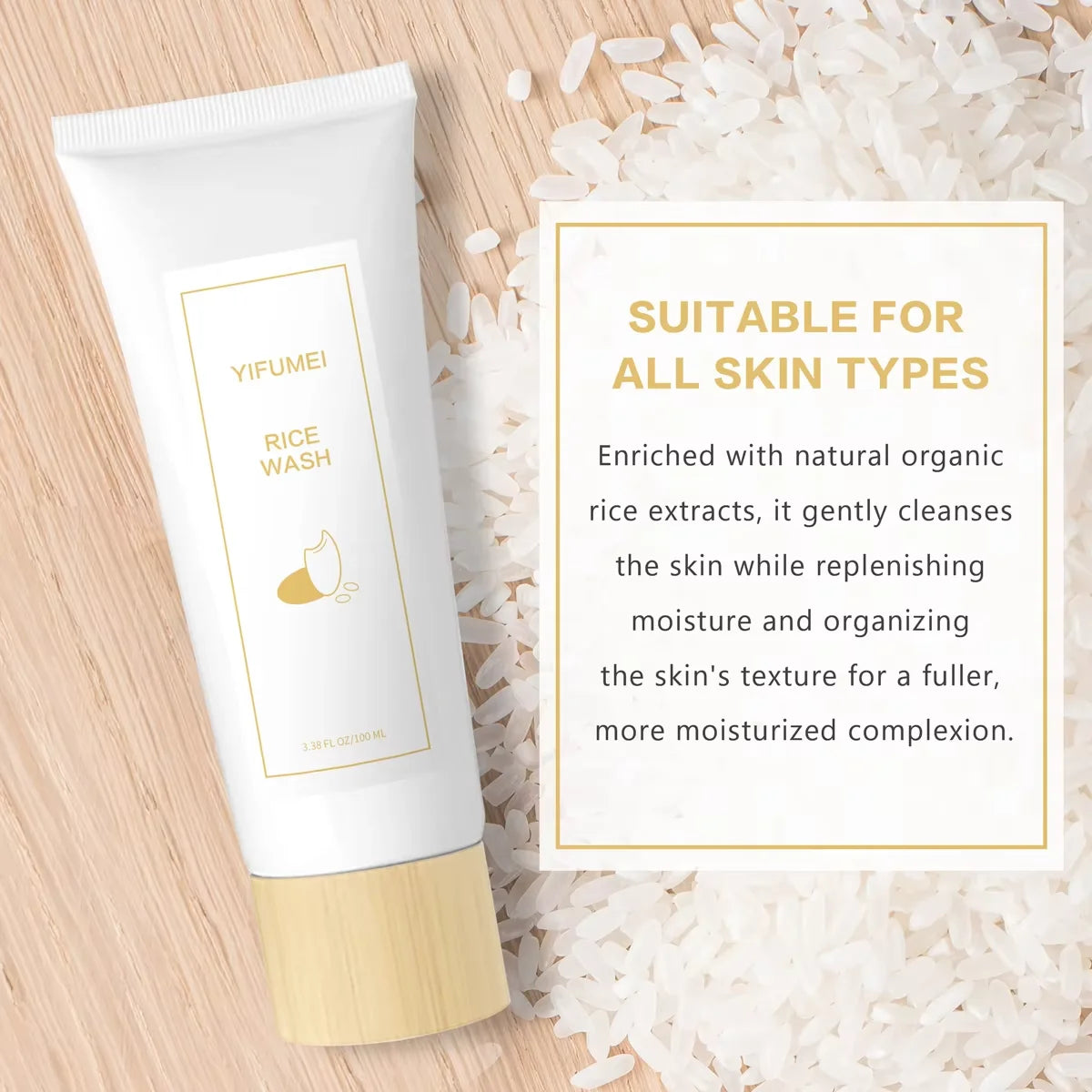 Rice Facial Cleanser Soothing Oil Control Face Wash Moisturizing Brightening Hydrating Face Cleanser Firming For Sensitive Skin