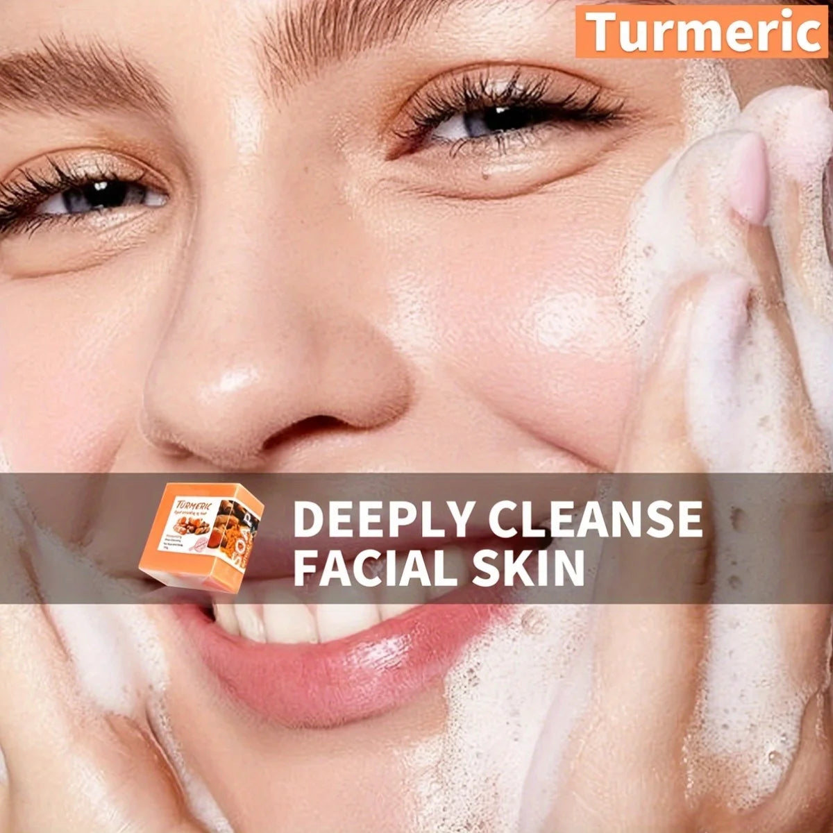 4 piece / Turmeric Cleansing Essential Oil Handmade Soap Skin Deep Cleansing Hydrating Whitening Soap