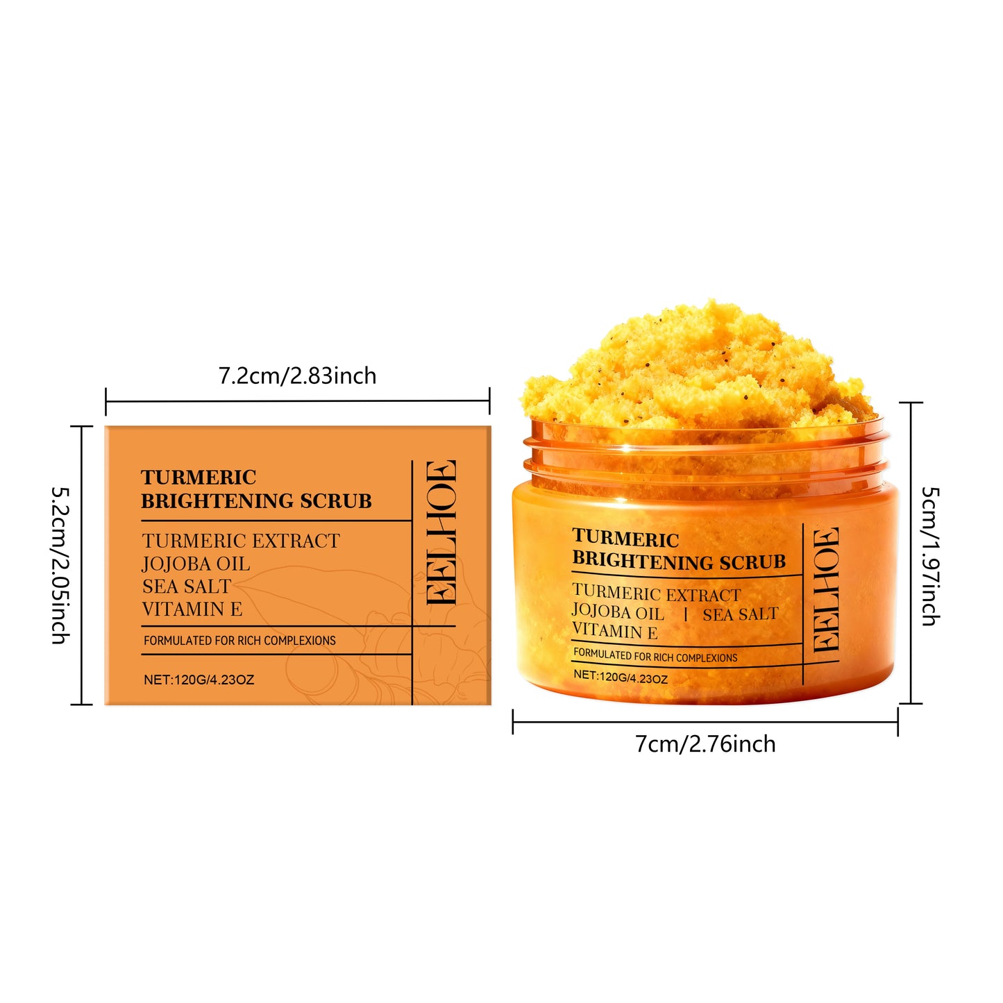 Turmeric Scrub - Gently cleanses body skin, leaving it hydrated, soft, smooth, and refreshed. Care scrub.