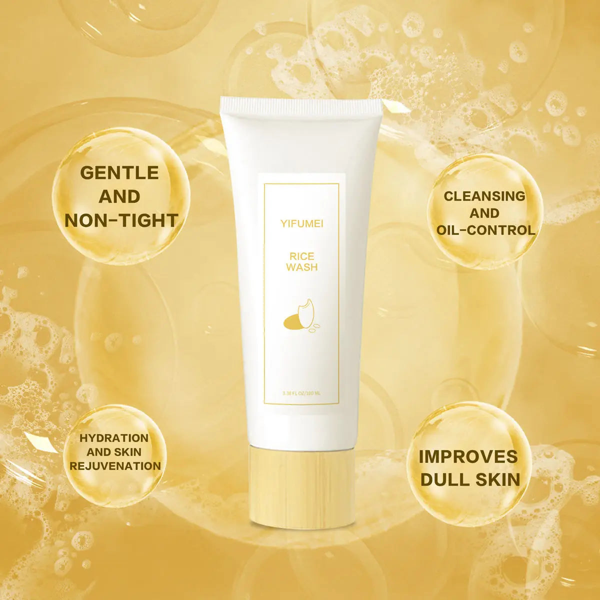 Rice Facial Cleanser Soothing Oil Control Face Wash Moisturizing Brightening Hydrating Face Cleanser Firming For Sensitive Skin