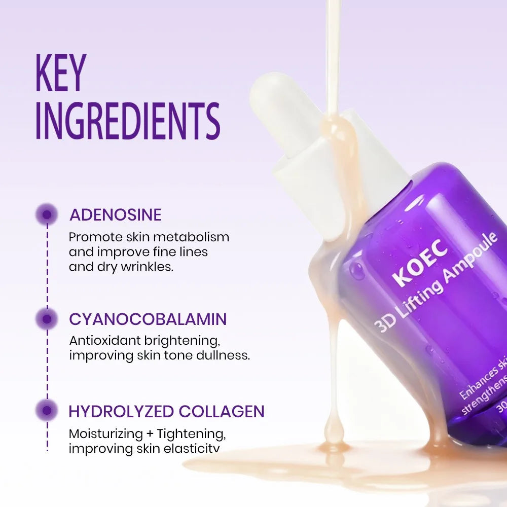 3D Lifting Firming Skincare Trio: Mist/Cream/Serum, Deep Hydration Antiaging Enhance Skin Elasticity Shrink Pores Smoothing Skin