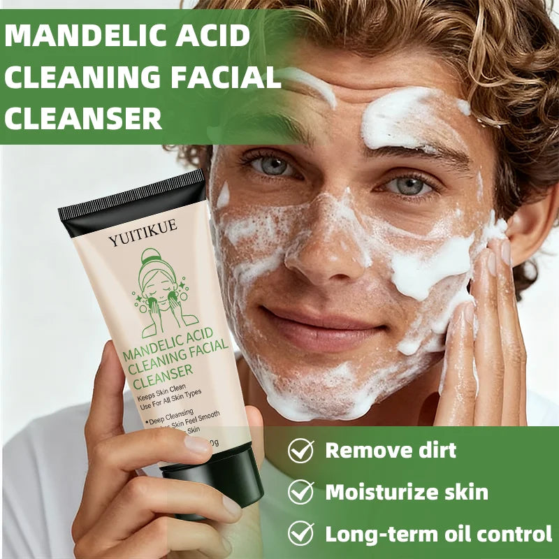 YUITIKUE Facial Cleanser 60g - Mandelic Acid Formula, Gentle Deep Cleansing, Moisturizes & Controls Oil