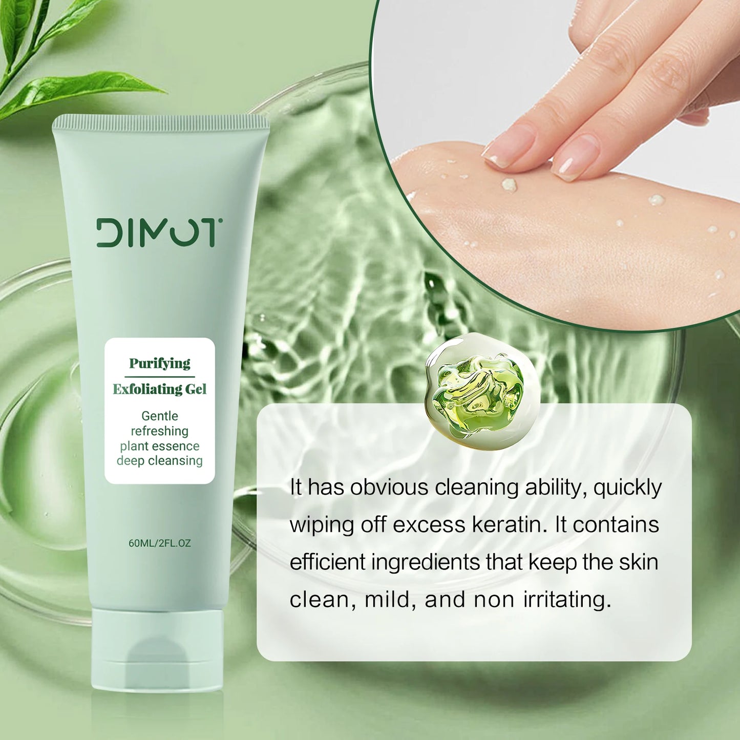 60ml Face Purifying Exfoliating Gel Moisturizing without Drying Out Pore Refining Facial Scrub Plant Extract forGently Cleansing