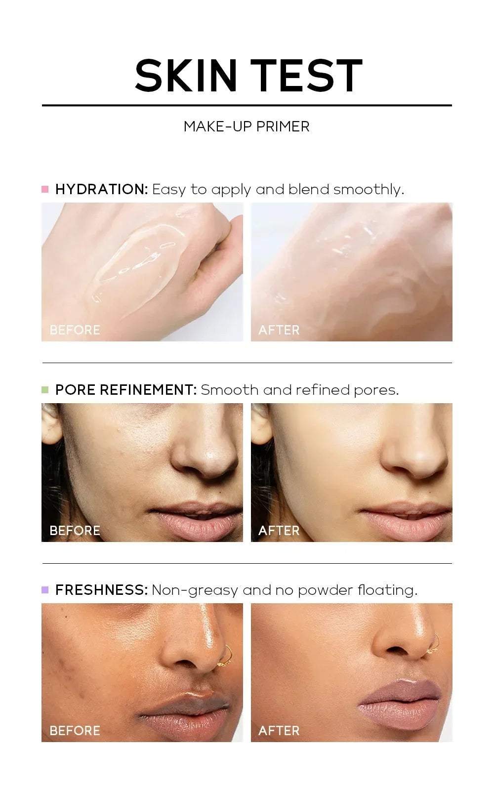 Base Makeup Facial Moisturizing Primer Moisturizing Primer Invisible Pores Smoothing Fine Lines Brightening Moisturizing