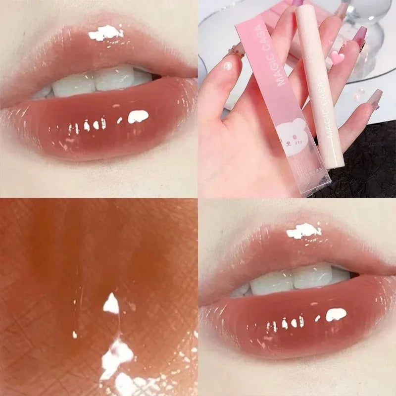 Moisturizing Mirror Lip Gloss Lasting Crystal Glossy Water Light Lip Glaze Nude Red Liquid Lipstick Women Lips Makeup Cosmetics
