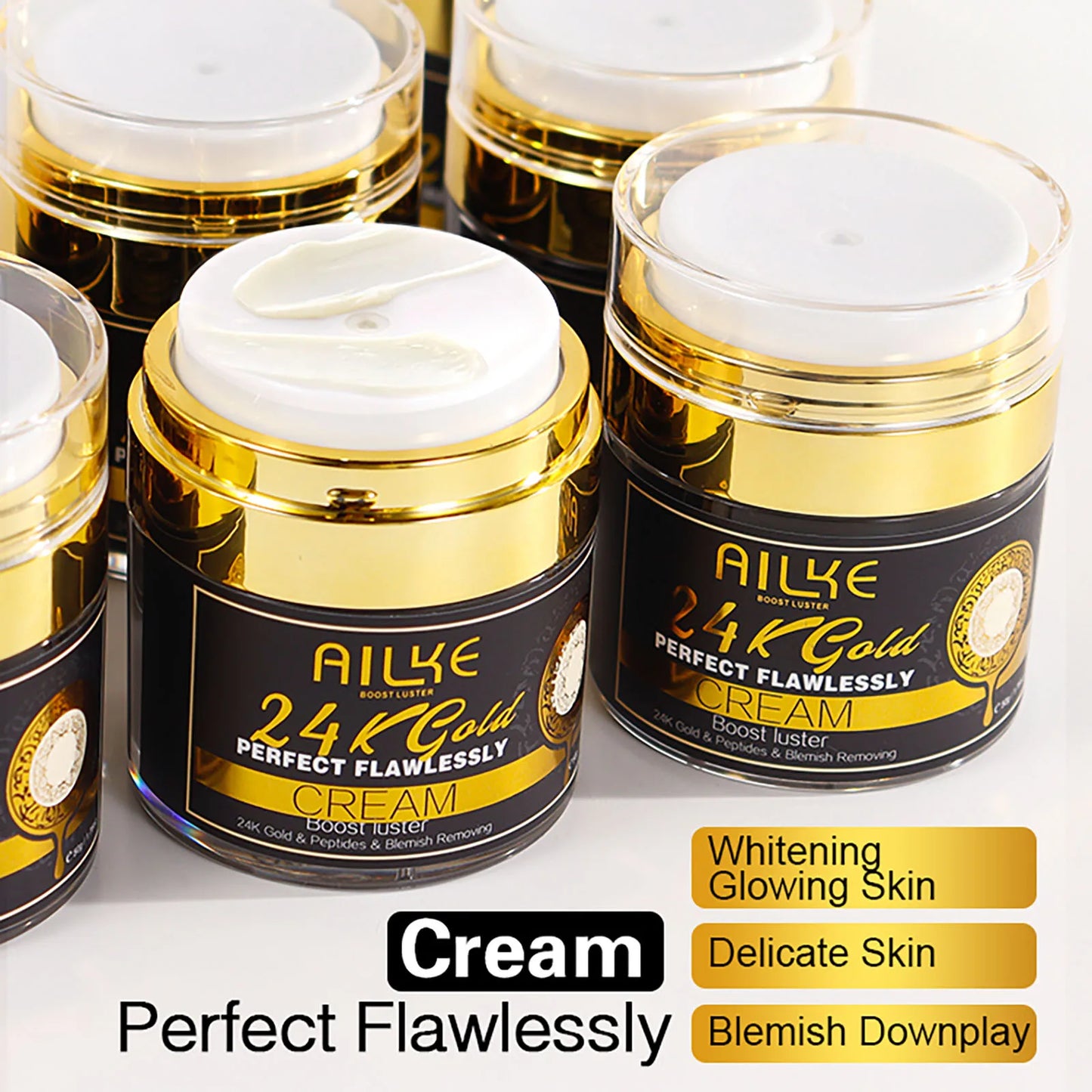 AILKE 24K Gold Collagen Whitening Skin Care Set for All Skin Types, Remove Dark Spot, Wrinkles, Fine lines, Even Skin Tone