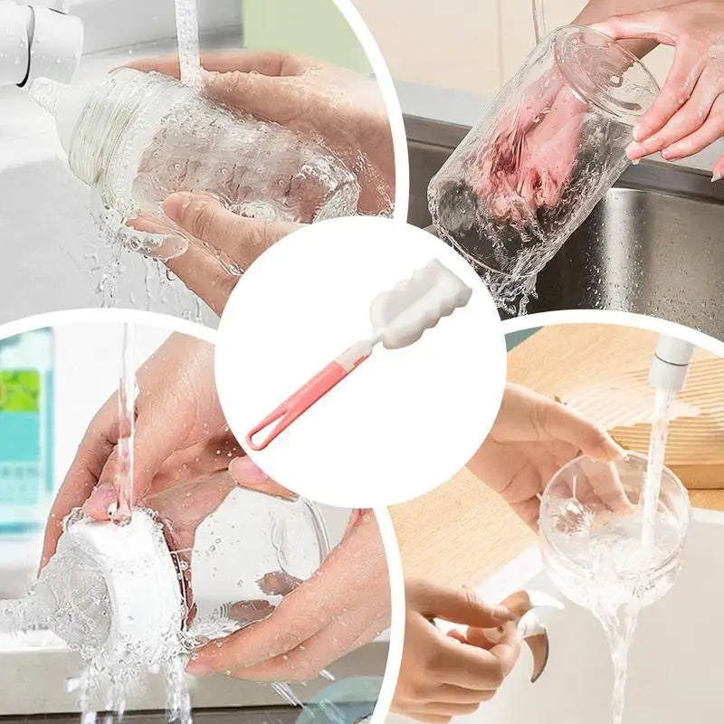 Soft Sponge Cup Brush Long Handle Sponge Bottle Brush Cup Sponge Cleaning Brush Water Bottle Glass Cup Washing Cleaner Tool