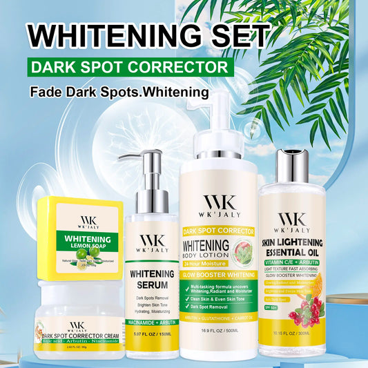WK JALY Whitening Skin Care Set for All Skin Tone, Moisturizing Face and Body, Remove Acne, Dark Spots, Melanin, Freckles