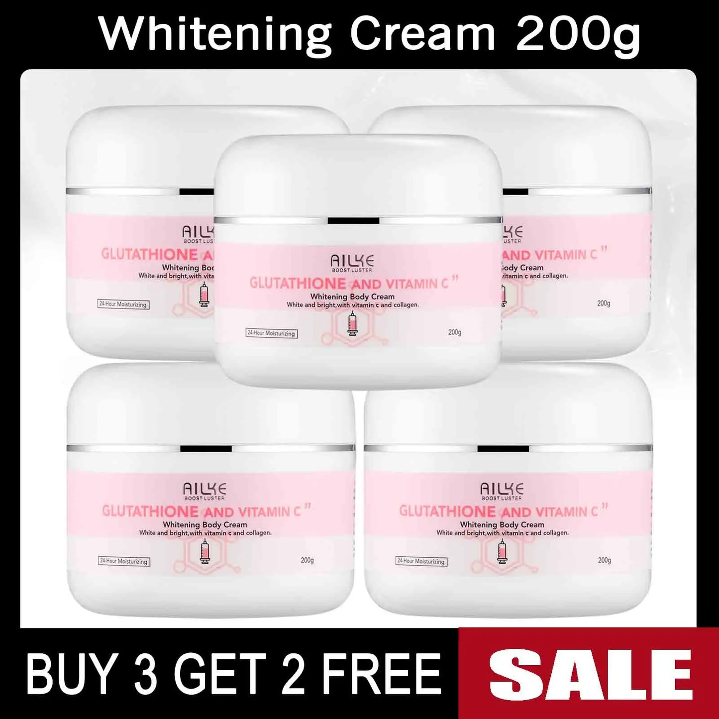 AILKE Skin Whitening Set, With Glutathion, Vitamin C, Shea Butter, Remove Dark Spots, Melanin, Pigmentation, Freckles, Stains