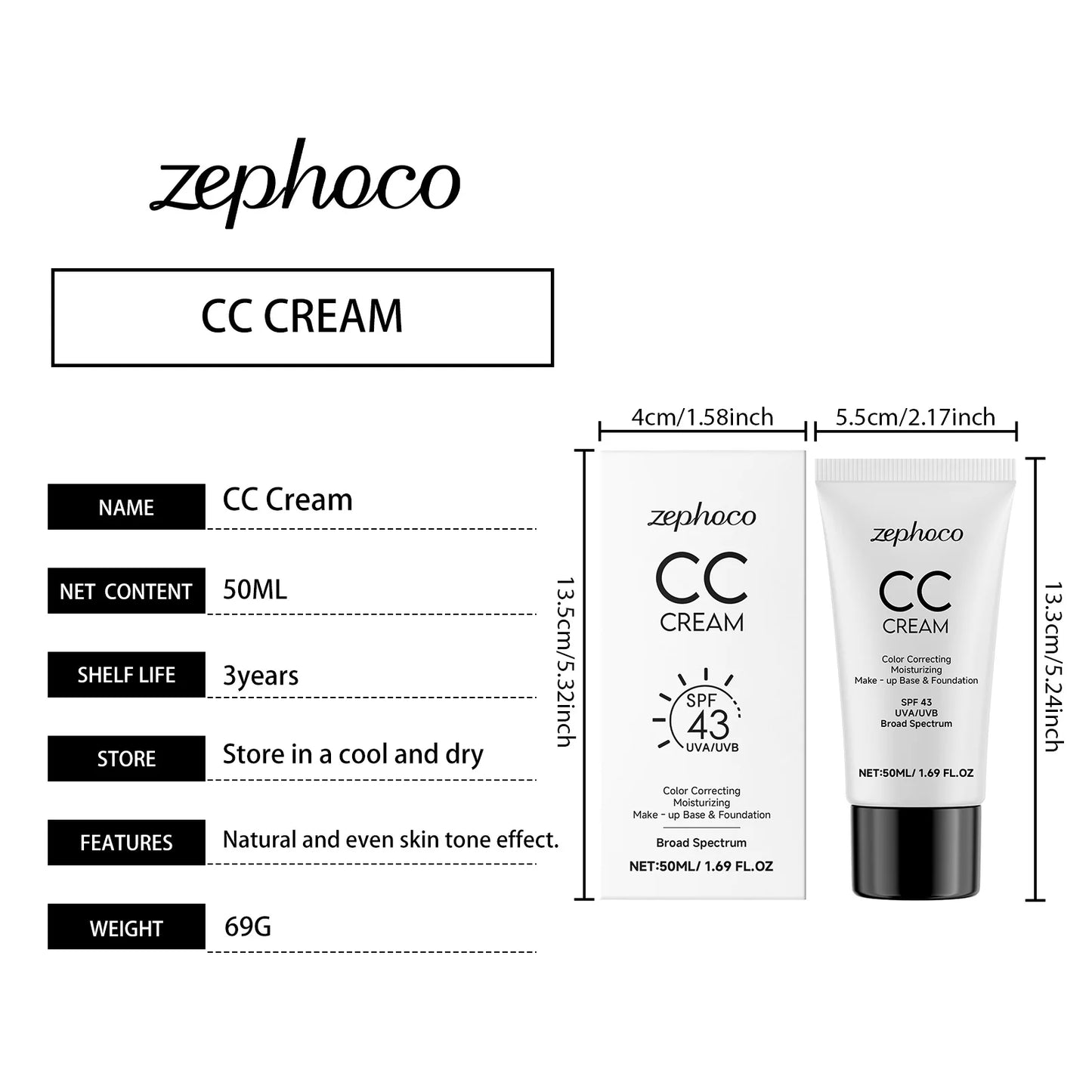 Sunscreen Moisturizing Liquid Foundation Lightweight Long Lasting Hydrating Brightening Oil Control Not Easy To Fade CC Cream