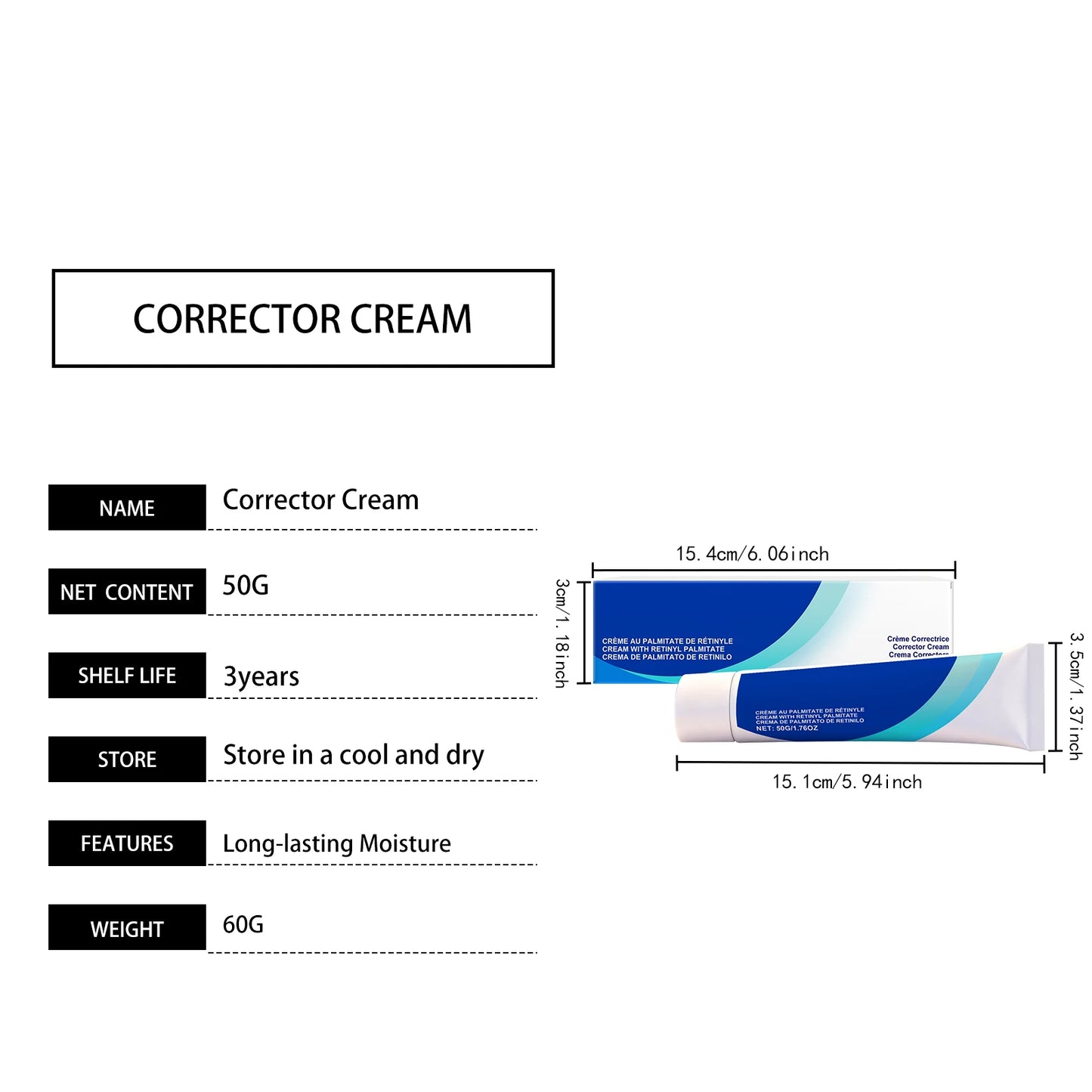 Moisturizing Corrector Cream Lightweight Hydrating Facial Care Non Greasy Quick Absorb Skin Comfort Clear Moist Smooth
