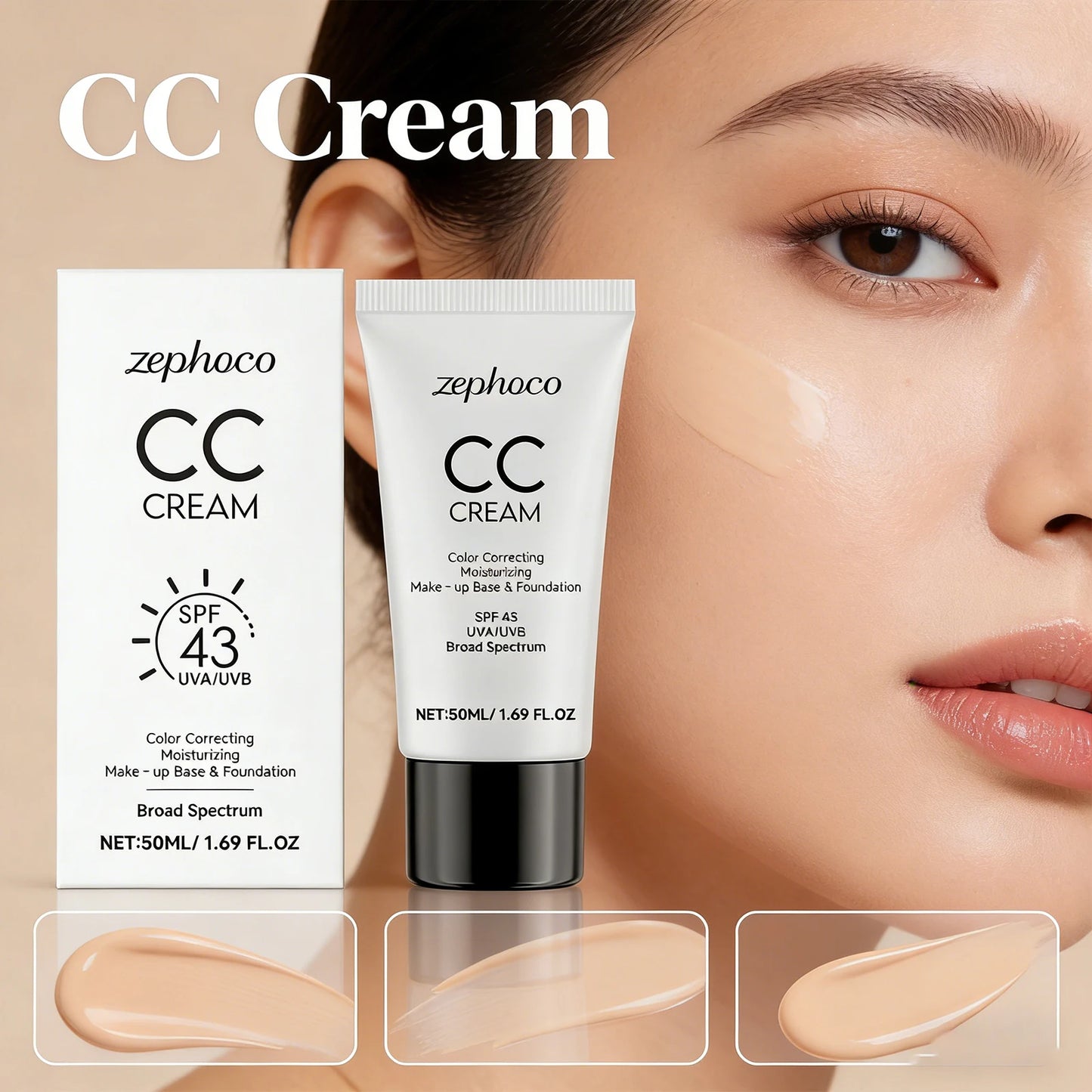 Sunscreen Moisturizing Liquid Foundation Lightweight Long Lasting Hydrating Brightening Oil Control Not Easy To Fade CC Cream