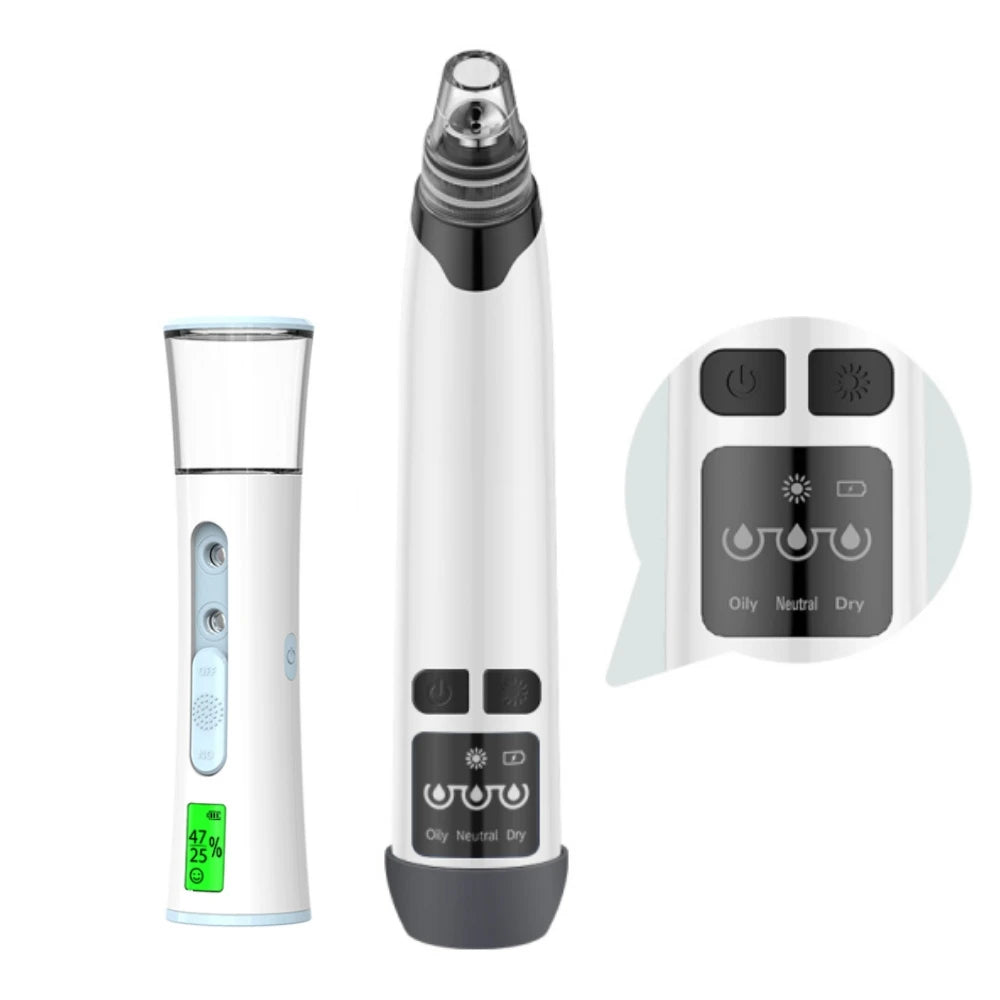 Electric Blackhead Remover Device and Mist Sprayer Face Skin Tester Skin Care Set Black Dots Vacuum Suction Face Cleaner Nourish