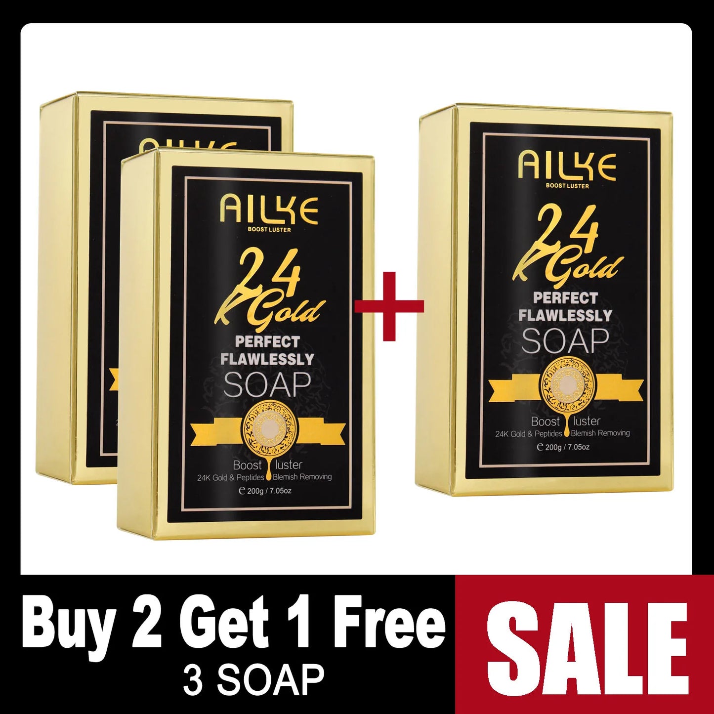 AILKE 24k Gold Flawlessly Whitening Skin Care Set For All Skin Type, Moisturizer, Reduce Black Spots, Smoothing, Brightening