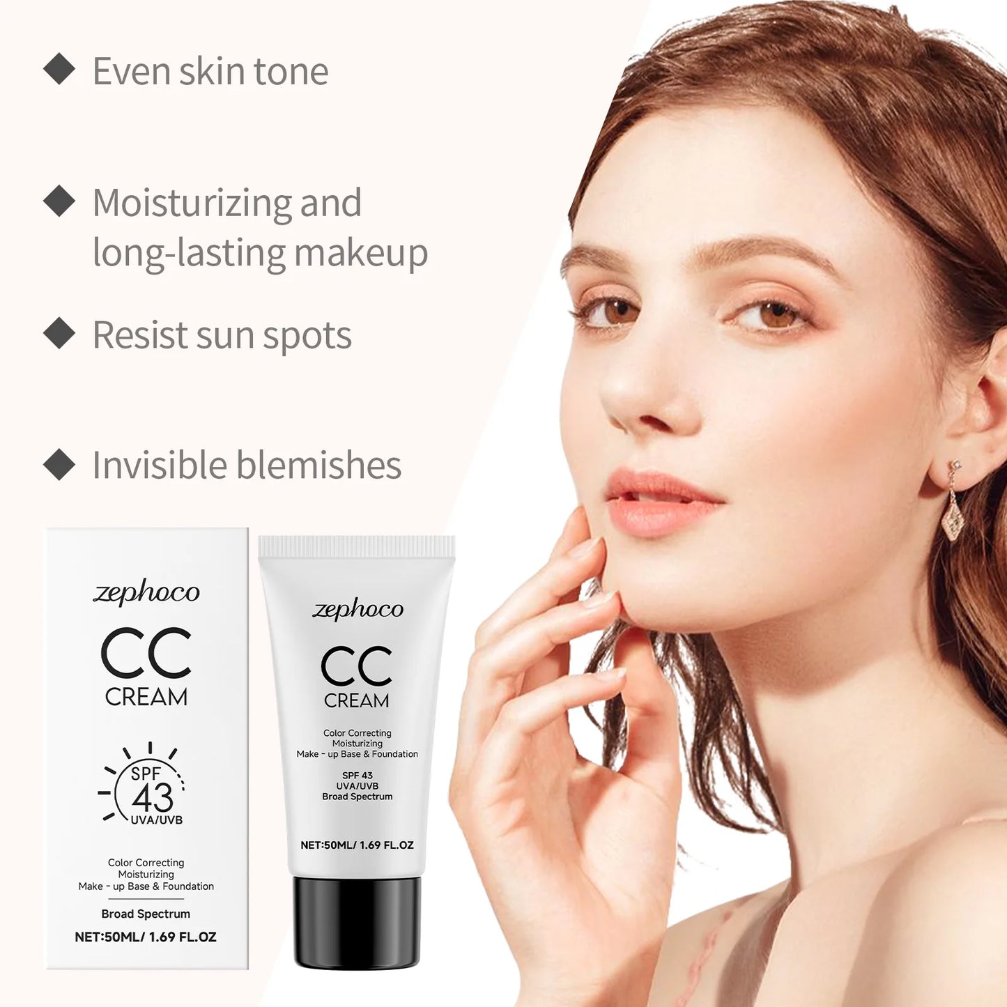 Sunscreen Moisturizing Liquid Foundation Lightweight Long Lasting Hydrating Brightening Oil Control Not Easy To Fade CC Cream