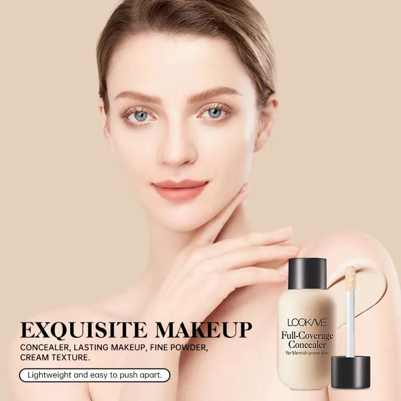 Small bottle moisturizing concealer, brightens skin tone, full coverage, highly colored, matte finish, non-irritating, creamy an