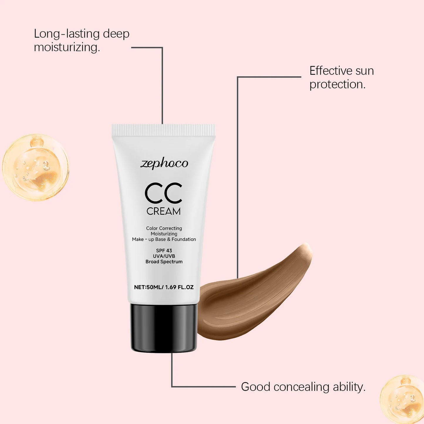 Sunscreen Moisturizing Liquid Foundation Lightweight Long Lasting Hydrating Brightening Oil Control Not Easy To Fade CC Cream