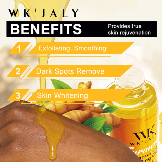 WK JALY Turmeric Brightening Peeling Oil, Exfoliation, Remove Dark Spots, Whitening, For Face, Body, Hand, Feet, All Skin Types