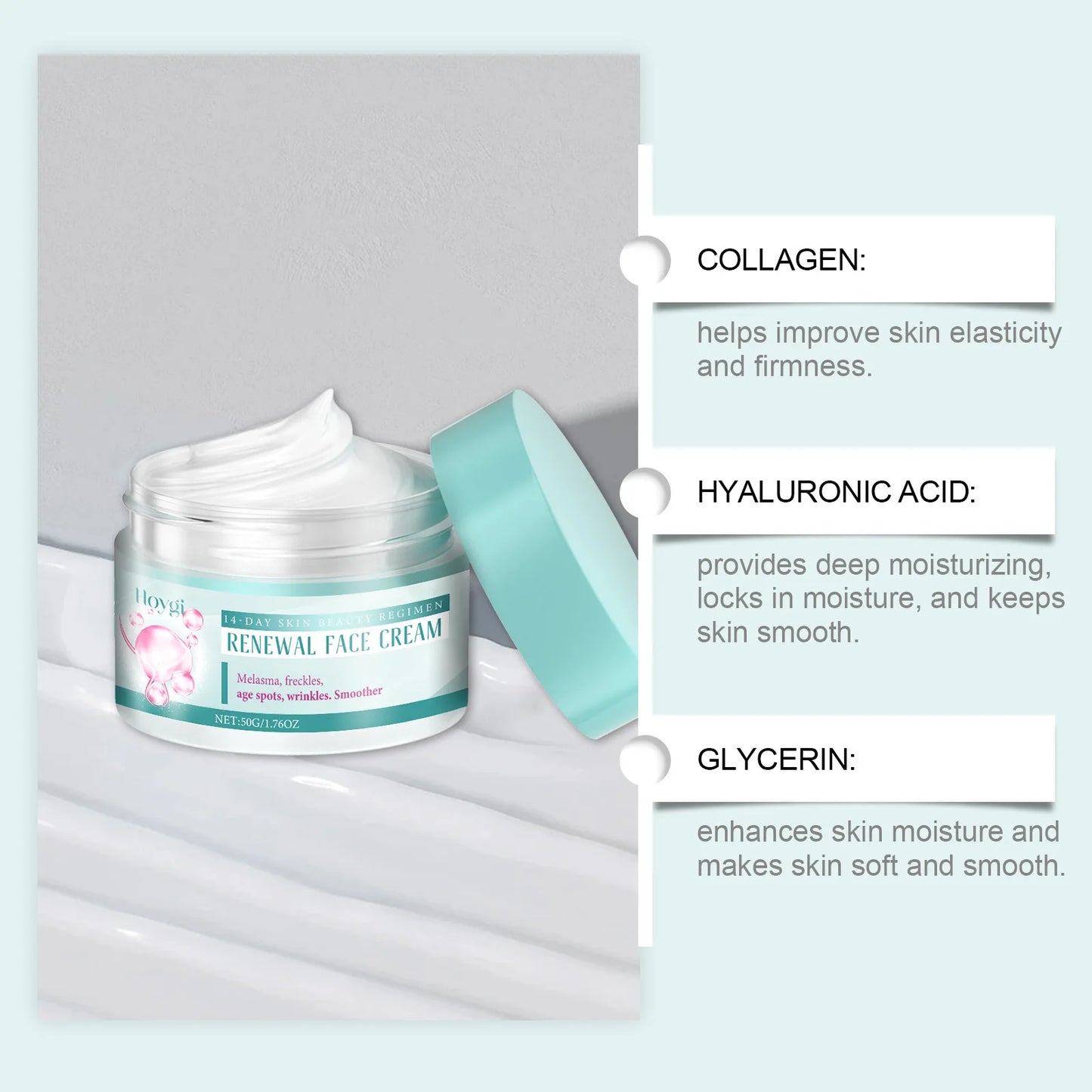 Moisturizing Face Cream Facial Skin State Moisturizing, Elastic, Tender, Moisturizing, Applying, Massage and Nursing Face Cream