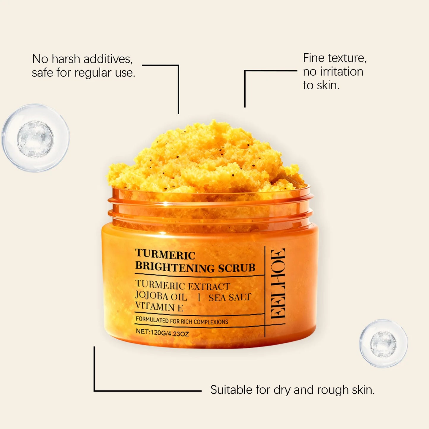Turmeric Scrub - Gently cleanses body skin, leaving it hydrated, soft, smooth, and refreshed. Care scrub.