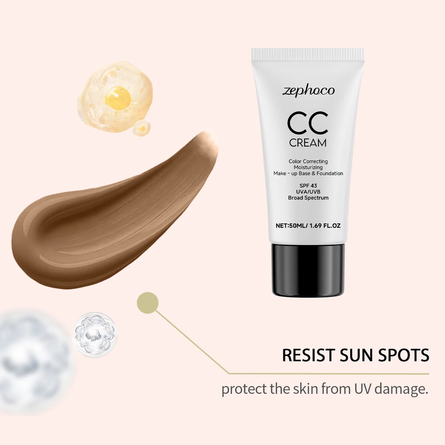Sunscreen Moisturizing Liquid Foundation Lightweight Long Lasting Hydrating Brightening Oil Control Not Easy To Fade CC Cream