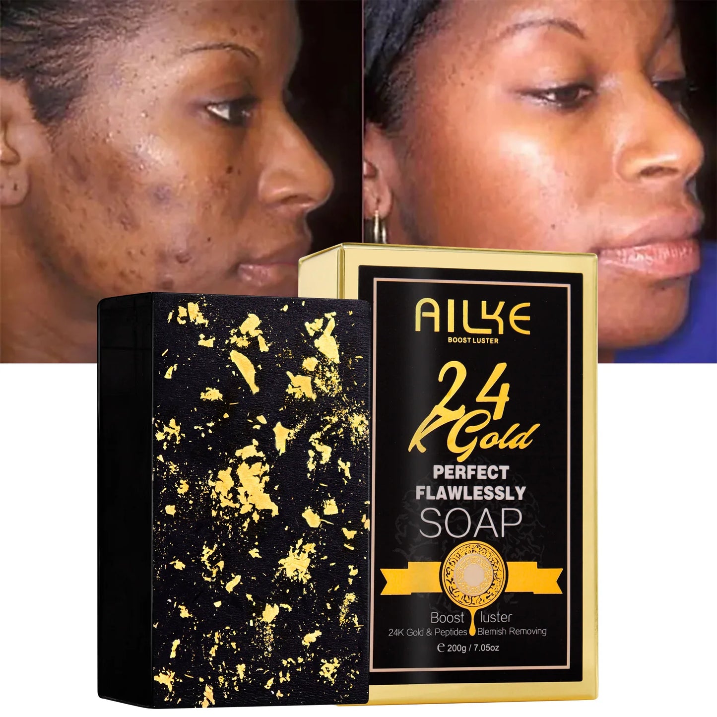 AILKE 24k Gold Flawlessly Whitening Skin Care Set For All Skin Type, Moisturizer, Reduce Black Spots, Smoothing, Brightening