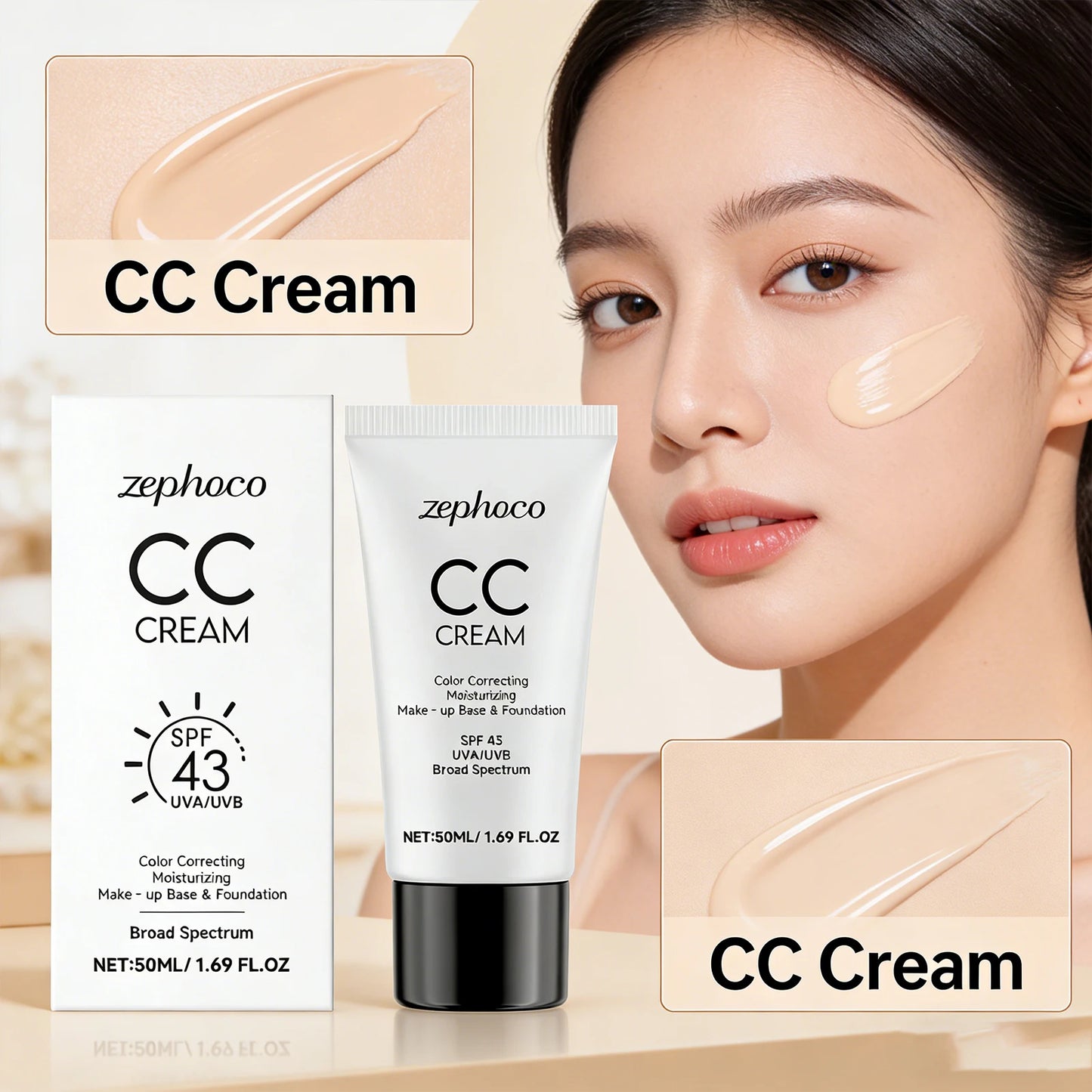 Sunscreen Moisturizing Liquid Foundation Lightweight Long Lasting Hydrating Brightening Oil Control Not Easy To Fade CC Cream