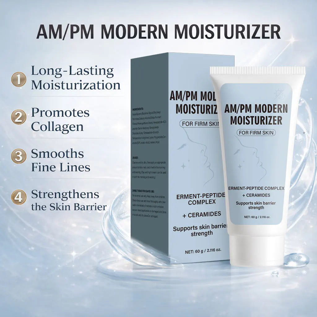 AM/PM Modern Moisturizer Hydrating Face Cream with Peptides, Ceramides for Dry, Sensitive, Combination Skin, Non-Greasy,60g