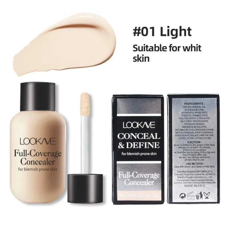 Small bottle moisturizing concealer, brightens skin tone, full coverage, highly colored, matte finish, non-irritating, creamy an