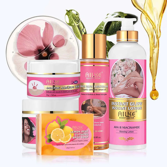AILKE Natural Whitening Skin Care Set For All Skin Types, Remove Stubborn Acne, Dark Spots Kit, Reduce Melanin, Pigmentation