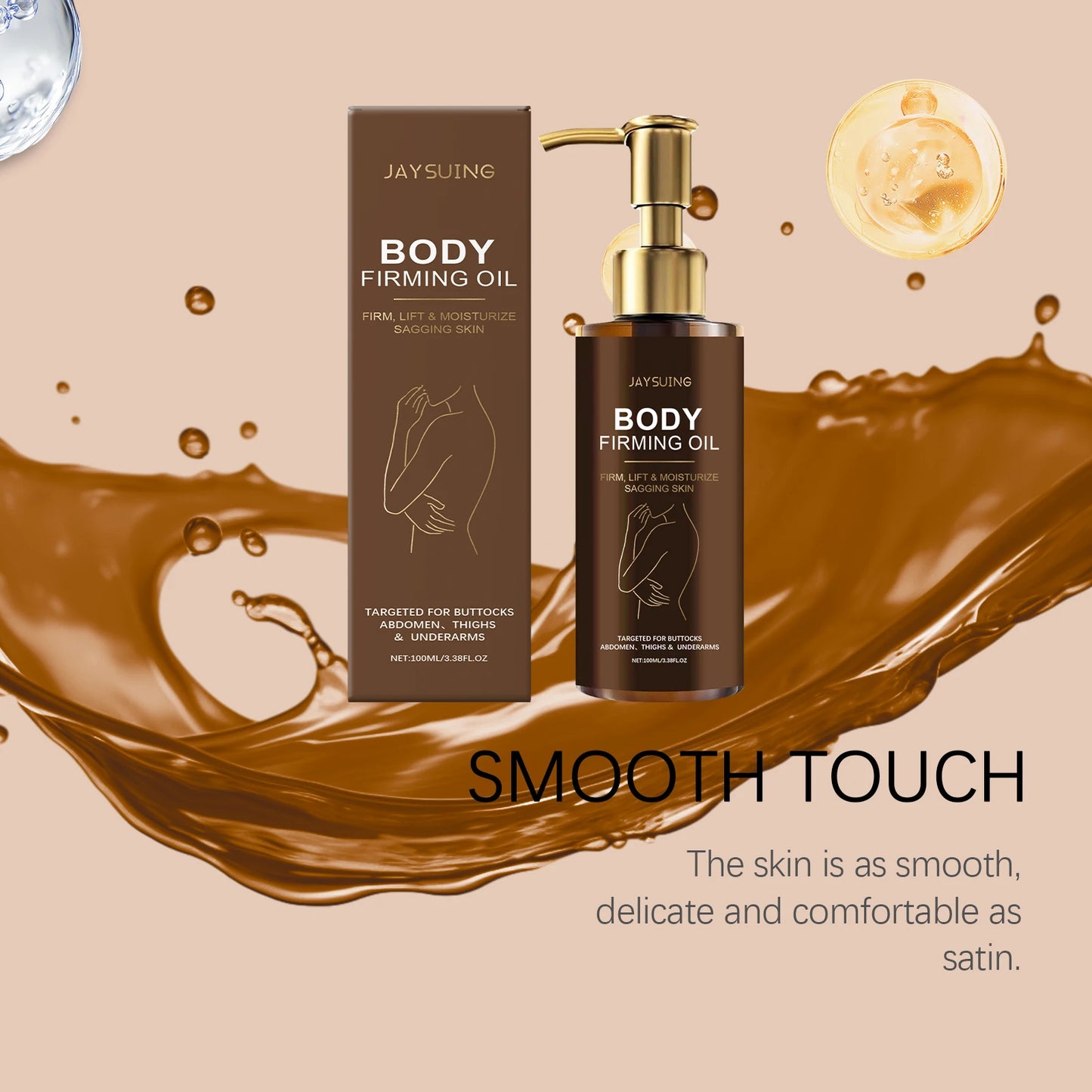 Moisturizing and firming body oil, improves dryness and roughness, easy to absorb during massage, makes skin smooth and radiant