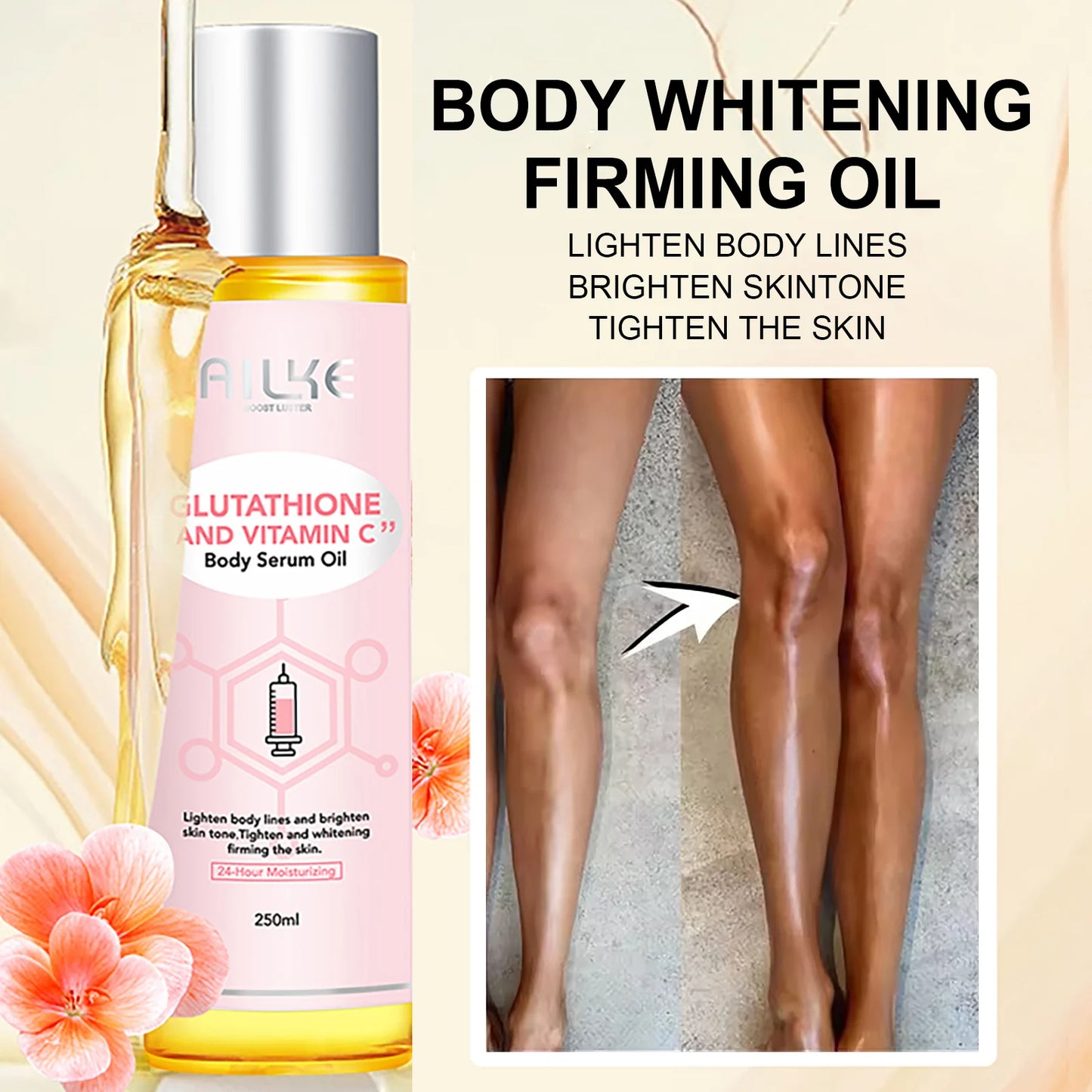 AILKE Skin Whitening Set, With Glutathion, Vitamin C, Shea Butter, Remove Dark Spots, Melanin, Pigmentation, Freckles, Stains