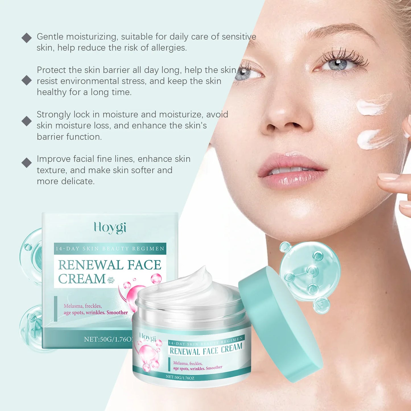 Moisturizing Face Cream Facial Skin State Moisturizing, Elastic, Tender, Moisturizing, Applying, Massage and Nursing Face Cream