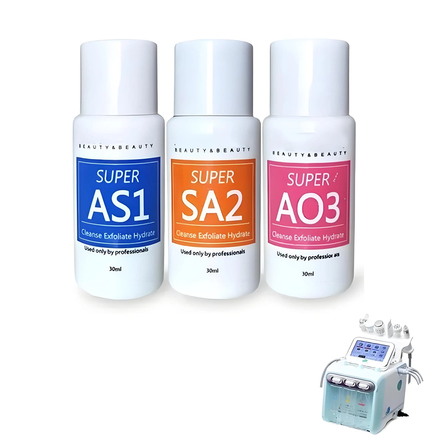 Small Bubble Solution 3pcs Machine Aqua Peel Hydrogen Oxygen Skincare Cleansing For Beauty Salon Use AS1 SA2 AO3 Dermabrasion