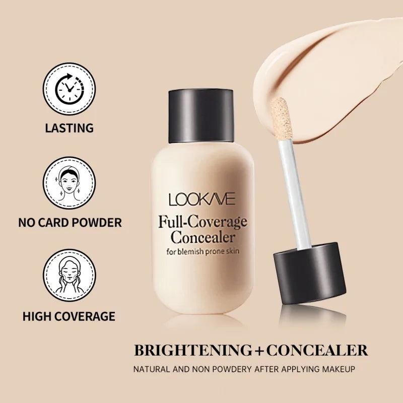 Small bottle moisturizing concealer, brightens skin tone, full coverage, highly colored, matte finish, non-irritating, creamy an