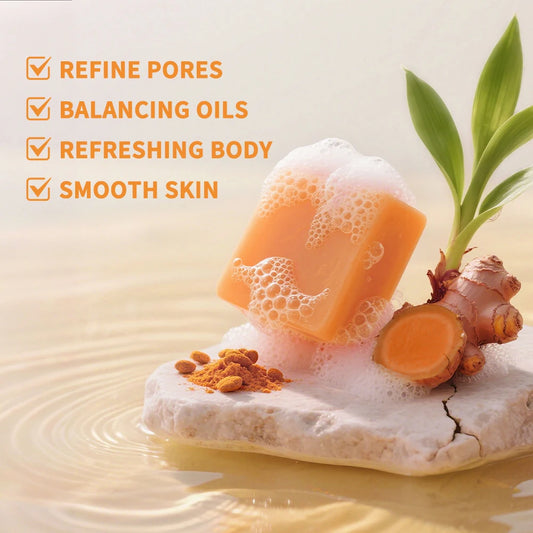 Natural Hand Made Turmeric Soap Brightening Body Cleanser for Face Underarm Legs Lightens Dark Areas Gentle Skin Care