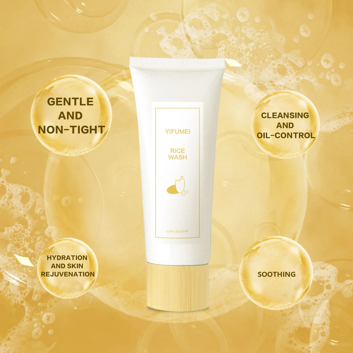 Rice Facial Cleanser Soothing Oil Control Face Wash Moisturizing Brightening Hydrating Face Cleanser Firming For Sensitive Skin