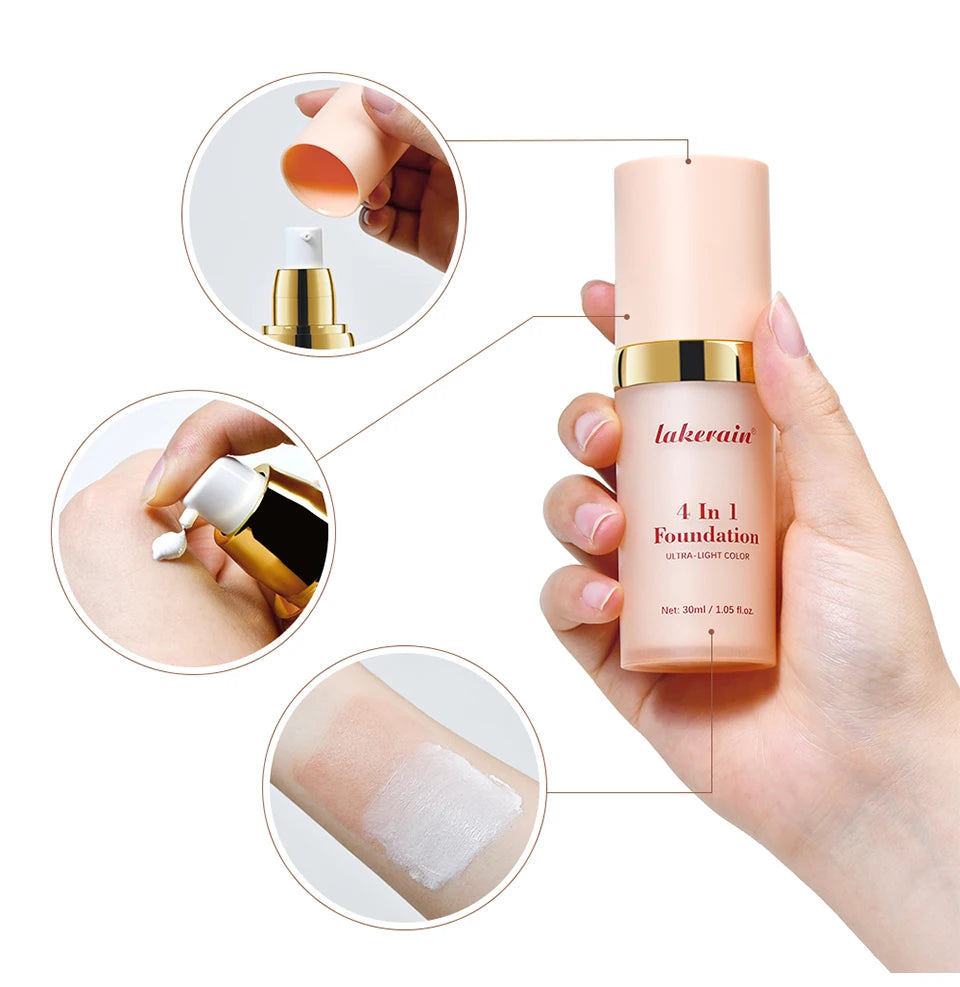4 In 1 Color Changing Foundation Moisturizer Longwearing Waterproof Concealer Even Skin Toning Sunscreen Spf 30 Whitening Makeup