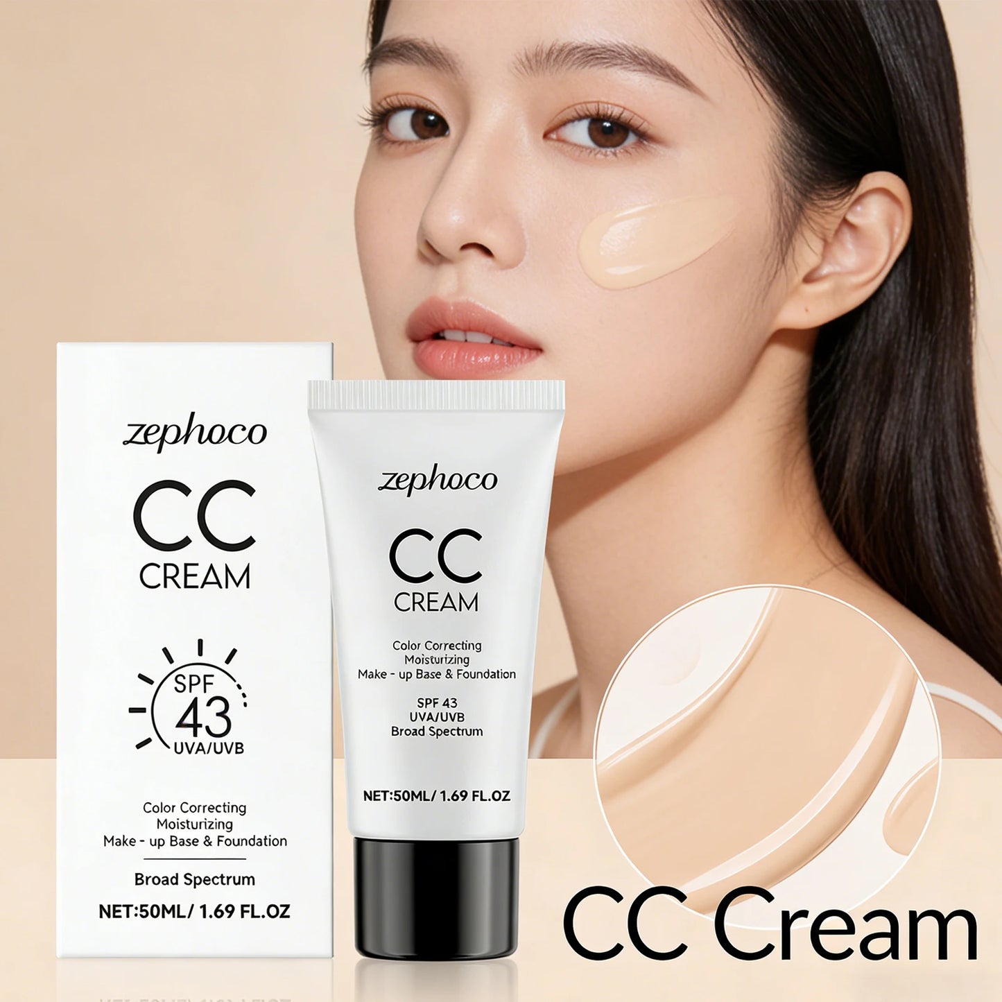 Sunscreen Moisturizing Liquid Foundation Lightweight Long Lasting Hydrating Brightening Oil Control Not Easy To Fade CC Cream