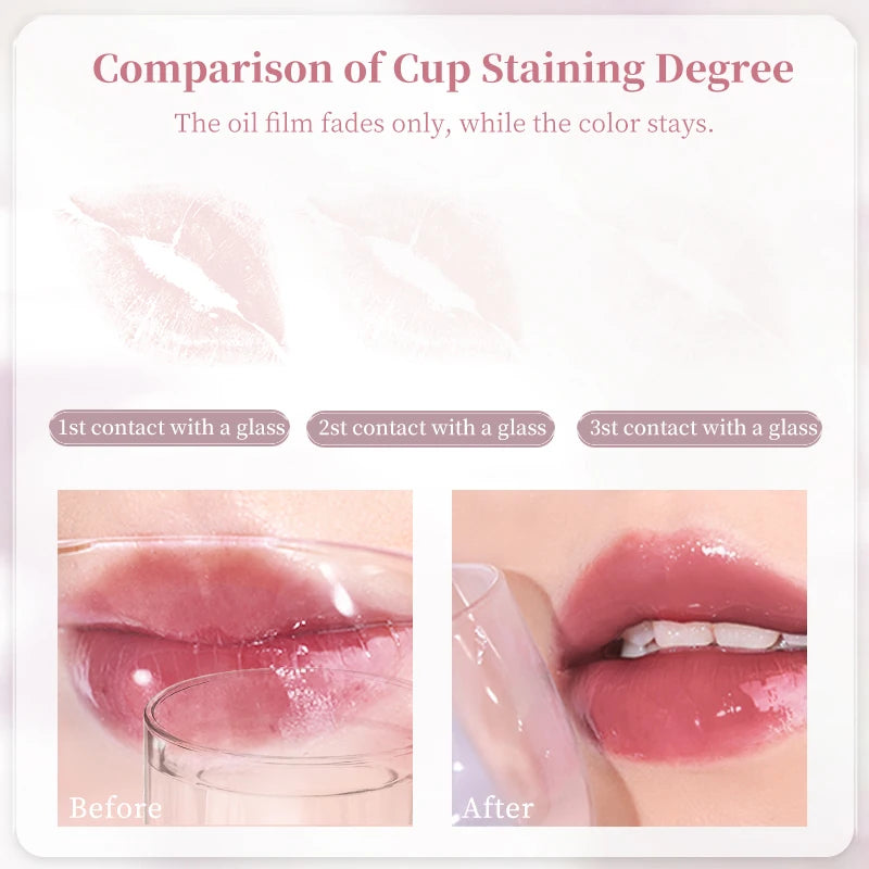 Moisturizing Mirror Lipstick, Nourishing Lip  Glaze, Long-Lasting Waterproof Non-Stick Cup, Highpigment Lip Gloss,All Skin Types