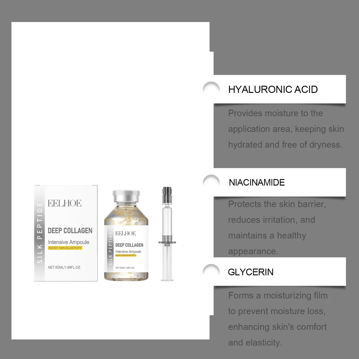 Facial essence serum gently cares for the facial contours, improves skin quality and makes the skin smooth and delicate.