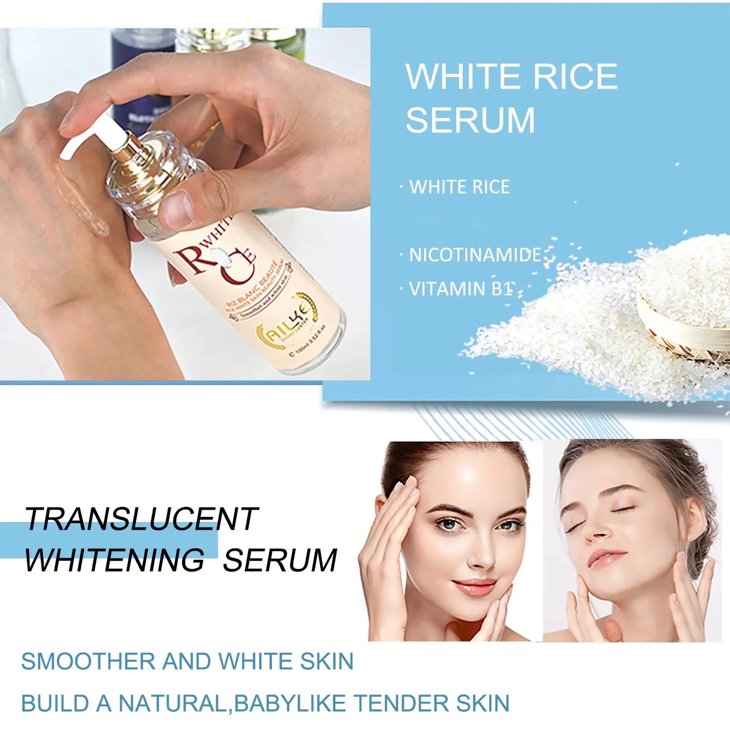 AILKE Natural Multi-Vitamin Lightening Skin Care Kit, Moisturize, Even Toning, Remove Dark and White Spots, Clean & Smooth Skin