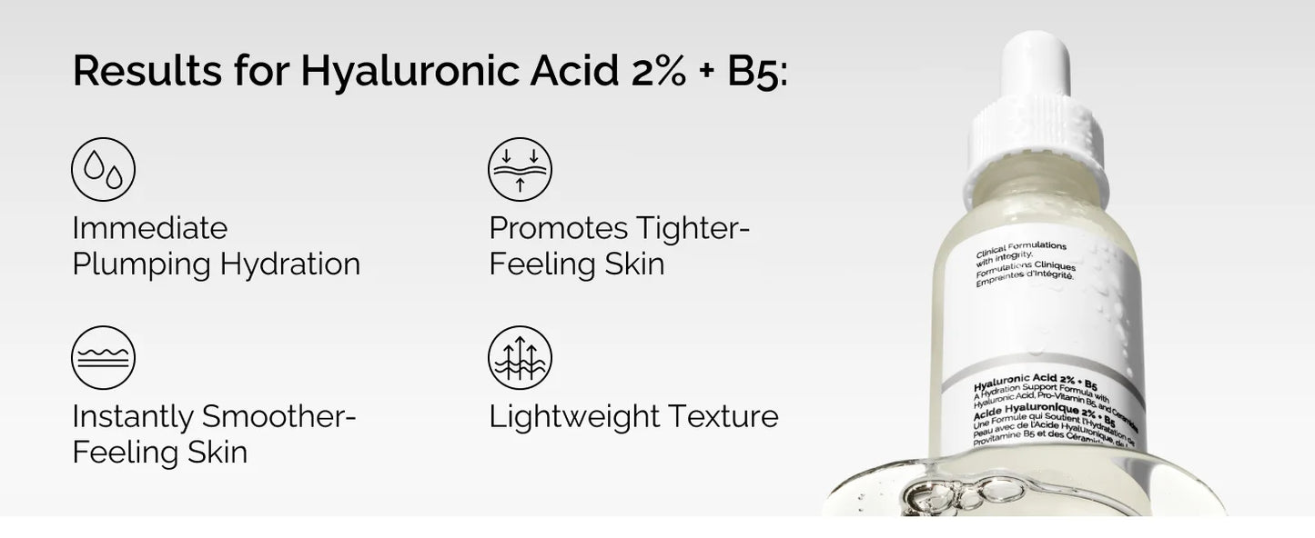 2% Hyaluronic Acid+ B5 Serum 30ml Moisturizing Nourishing Dry Smooth Face Skin Care Pore Shrinking Moisturizing Serums Skin Care