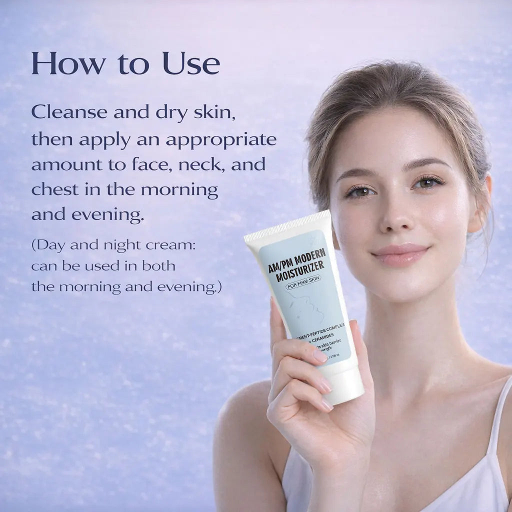 AM/PM Modern Moisturizer Hydrating Face Cream with Peptides, Ceramides for Dry, Sensitive, Combination Skin, Non-Greasy,60g