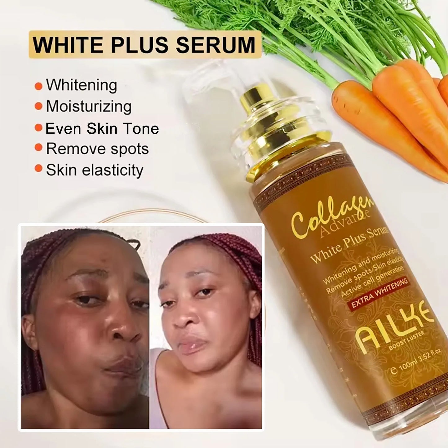 AILKE Collagen Skin Care Kit, Reduce Spots, Whitening, Even Skin Tone, For Dark Skin, Black Skin, African Skin, Caramel Skin